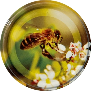 Víčko na sklenici - Včelka na květech