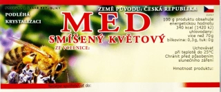 Etiketa na med samolepící - SMÍŠENÝ KVĚTOVÝ MED UNI