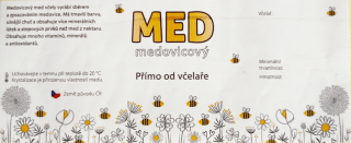 Etiketa na med samolepící - MEDOVICOVÝ kresba
