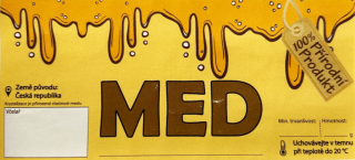 Etiketa na med samolepící - 100% PŘÍRODNÍ