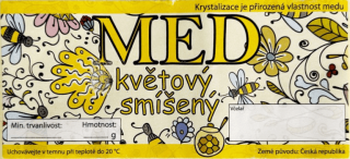 Etiketa na med samolepící - KVĚTOVÝ SMÍŠENÝ s kresbou