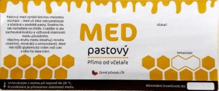 Etiketa na med samolepící - PASTOVÝ plástev