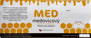 Etiketa na med samolepící - MEDOVICOVÝ plástev